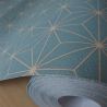 Papier peint expansé sur intissé graphique bleu pailleté et beige ORIGAMI - Géométrique par Ugepa - L48001