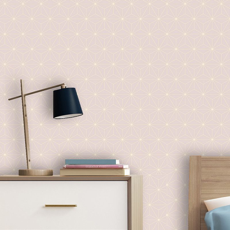 Papier peint expansé sur intissé graphique rose pailleté et blanc ORIGAMI - Géométrique par Ugepa - L48003