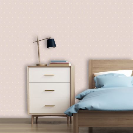 Papier peint expansé sur intissé graphique rose pailleté et blanc ORIGAMI - Géométrique par Ugepa - L48003