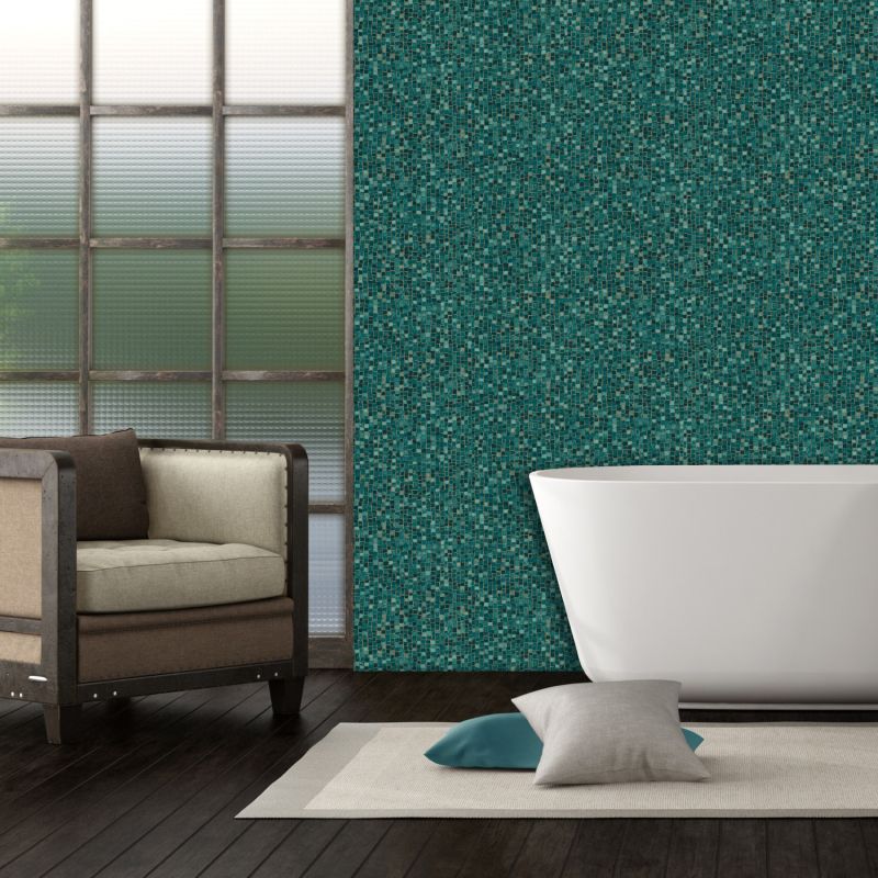 Papier peint expansé sur intissé trompe l'œil vert émeraude et noir CROCODILE - Essentiel par Ugepa - L78404