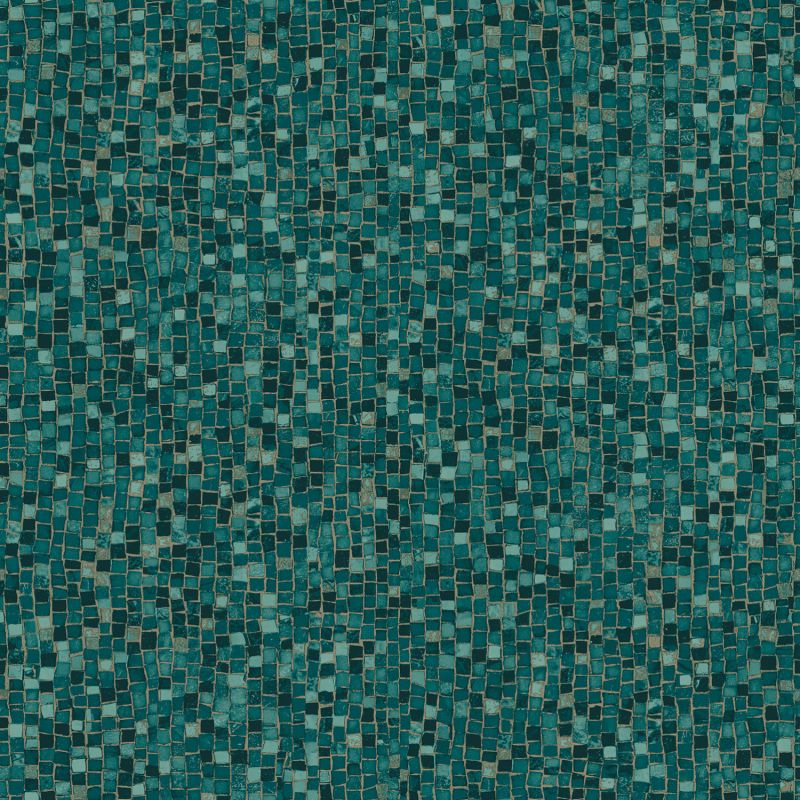 Papier peint expansé sur intissé trompe l'œil vert émeraude et noir CROCODILE - Essentiel par Ugepa - L78404