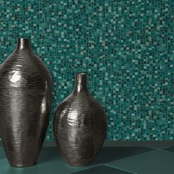 Papier peint expansé sur intissé trompe l'œil vert émeraude et noir CROCODILE - Essentiel par Ugepa - L78404
