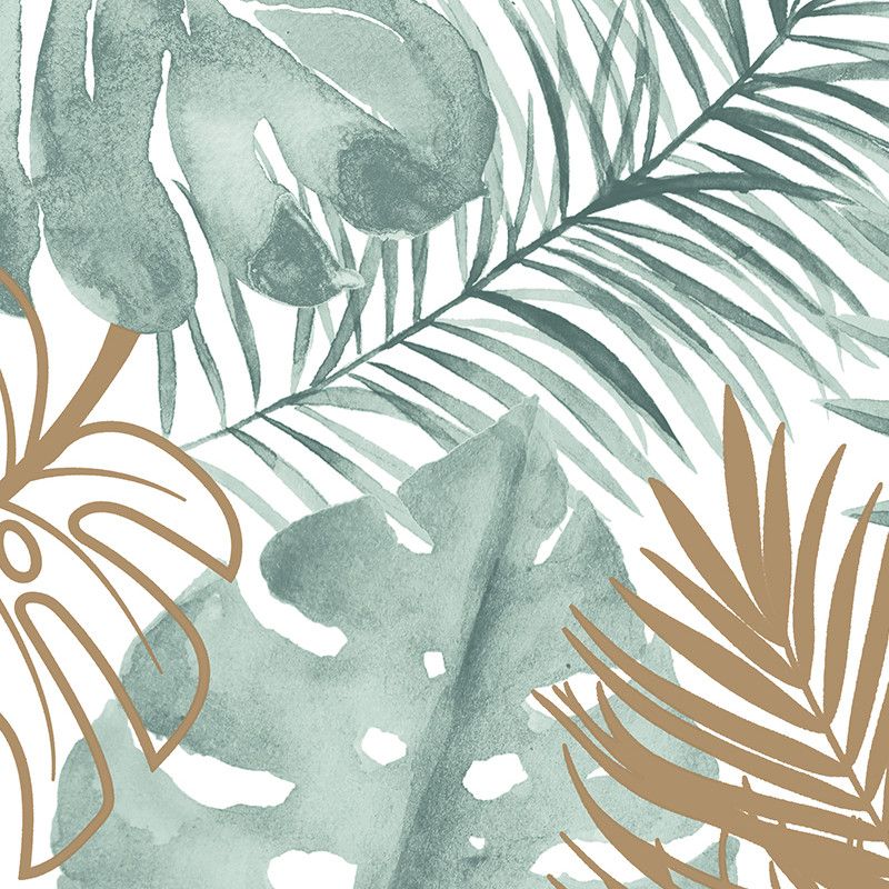 Papier peint expansé sur intissé végétal céladon et cuivre PALMETTE - Escapade par Ugepa - L60404