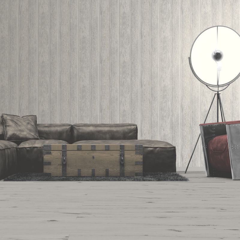 Papier peint intissé trompe l'œil gris et gris bleuté SAINT GUENOLE - Géométrique par Ugepa - J86817