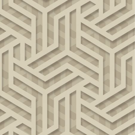 Papier peint vinyle sur intissé graphique beige brillant et doré LABYRINTHE - Onyx par Ugepa - M35002
