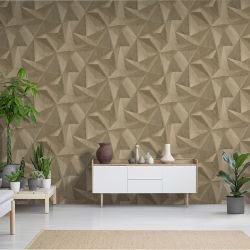 Papier peint vinyle sur intissé graphique beige et marron BOIS 3D - Onyx par Ugepa - M35108