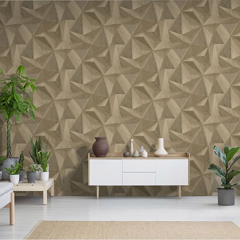 Papier peint vinyle sur intissé graphique beige et marron BOIS 3D - Onyx par Ugepa - M35108