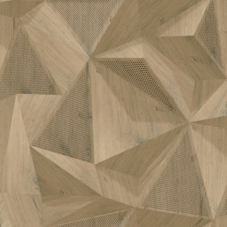 Papier peint vinyle sur intissé graphique beige et marron BOIS 3D - Onyx par Ugepa - M35108