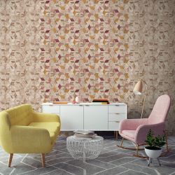 Papier peint vinyle sur intissé graphique rose et jaune HEXAGONE - Géométrique par Ugepa - L59310