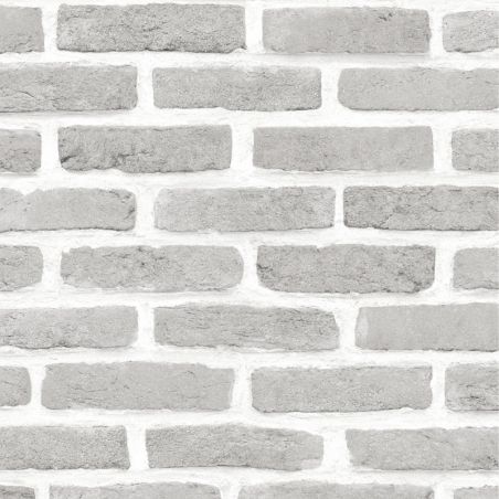 Papier peint vinyle sur intissé trompe l'œil blanc et gris BOSTON - Géométrique par Ugepa - J66609