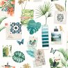 Papier peint vinyle sur papier trompe l'œil vert et rose SOUVENIR DE VACANCES - Jungle par Ugepa - L37304