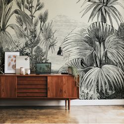 Panoramique vinyle sur intissé végétal noir et blanc PALMERAIE - Metropolitan Stories par As Creation - 382351