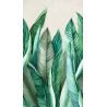 Panoramique vinyle sur intissé floral vert bouteille et vert d'eau BANANIER - Collector par Grandeco - A439501