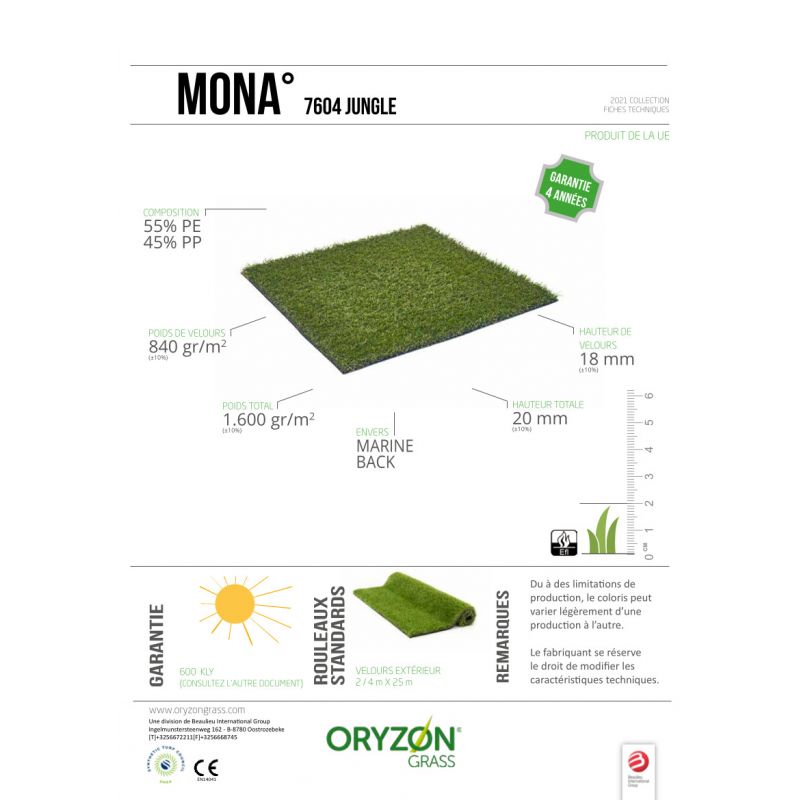 Moquette gazon mona 7604 jungle 4m
