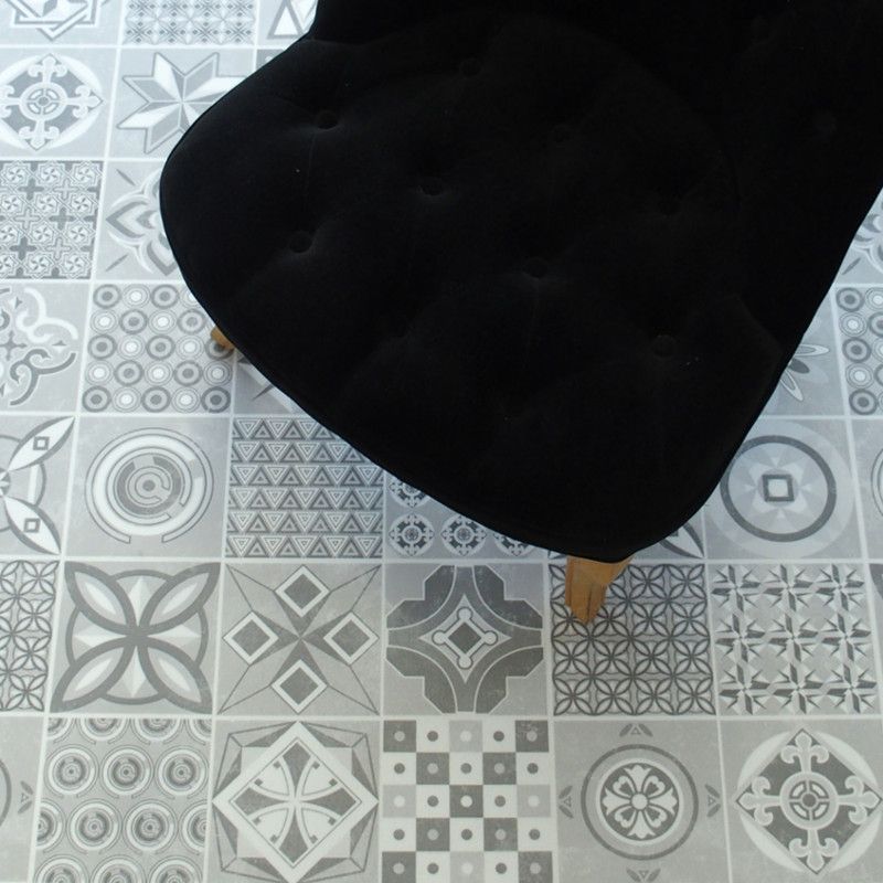 Sol Vinyle/PVC - Lame clipsable - carreaux de ciment blanc et gris LISBONNE - Decotile par Kalinafloor