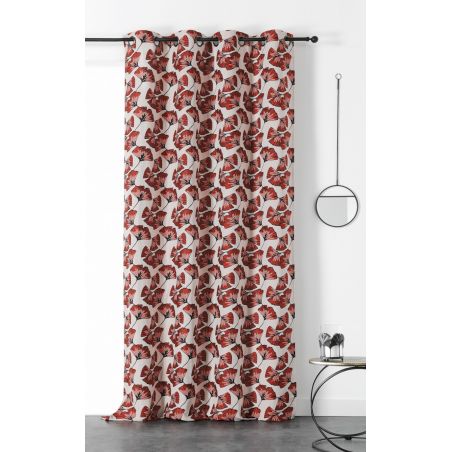 Prêt-à-Poser rideau - 140cmx240cm - végétal beige et terracotta BILOBA par Linder Prêt-à-Poser rideau - 140cmx240cm - végétal beige et terracotta BILOBA par Linder