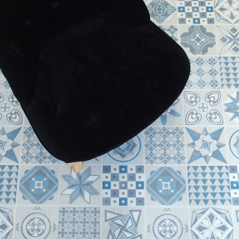 Sol Vinyle/PVC - Lame clipsable - carreaux de ciment blanc et bleu LISBONNE - Decotile par Kalinafloor
