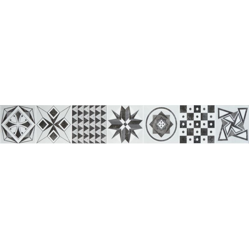 Sol Vinyle/PVC - Lame clipsable - carreaux de ciment blanc et noir LISBONNE - Decotile par Kalinafloor