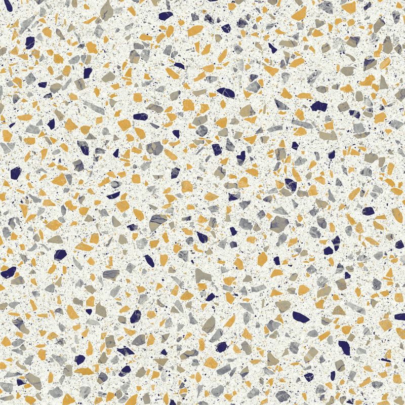 Sol Vinyle/PVC - 4m - terrazzo bleu et moutarde MARMETTE 583 - Smart Nova Stone par IVC