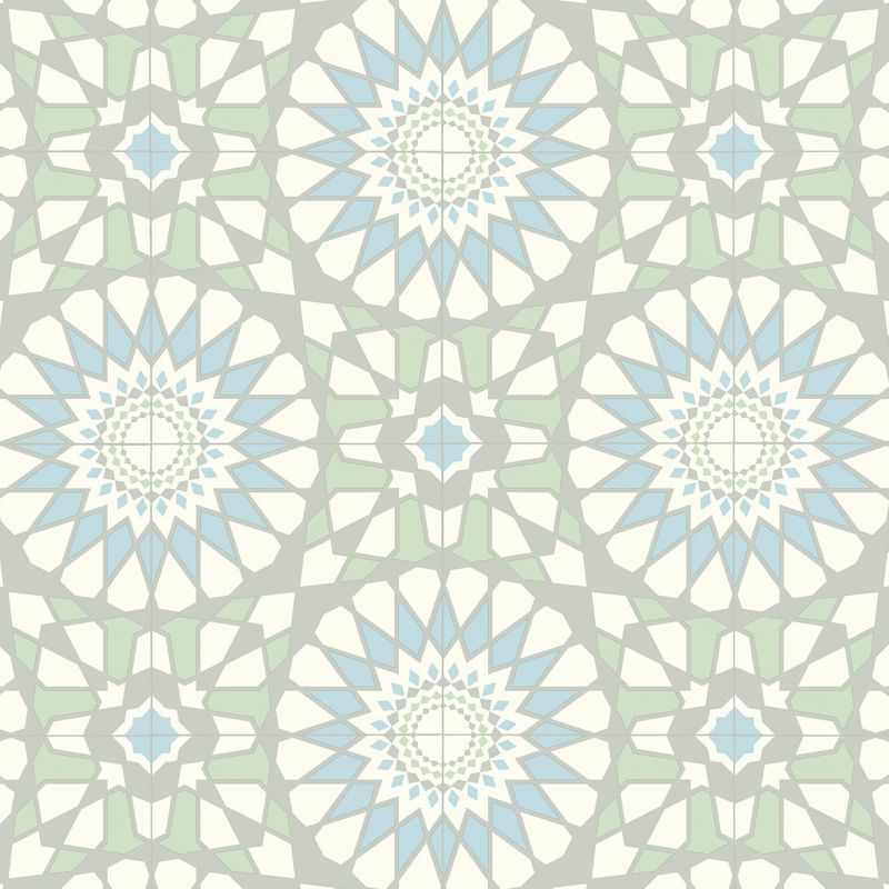 Sol Vinyle/PVC - 3m - carreaux de ciment bleu et vert VIDIMUS 583 - Smart Colori par IVC