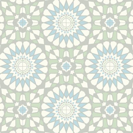 Sol Vinyle/PVC - 3m - carreaux de ciment bleu et vert VIDIMUS 583 - Smart Colori par IVC