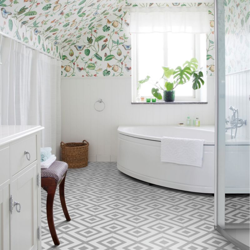 Sol Vinyle/PVC - 2m - carreaux de ciment gris et blanc SAGRES T92 - Smart Zebra par IVC