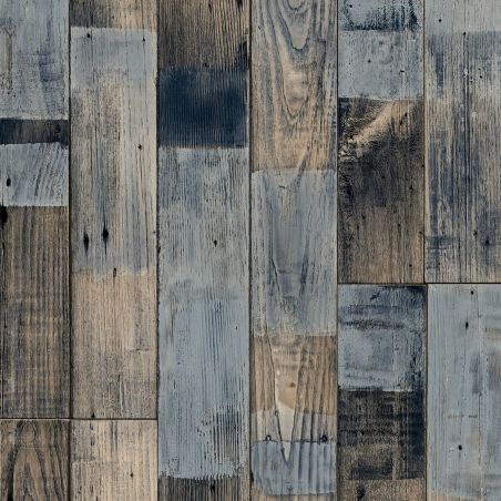 Sol Vinyle/PVC - 4m - parquet vintage gris foncé et bleu BRERA 575 - Smart Bingo Rustic Wood par IVC