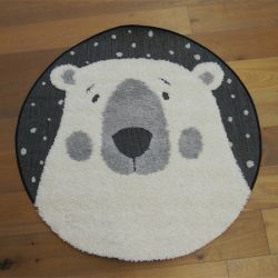 Tapis rond - diam 120cm - Enfant écru et noir RICHIE par Balta