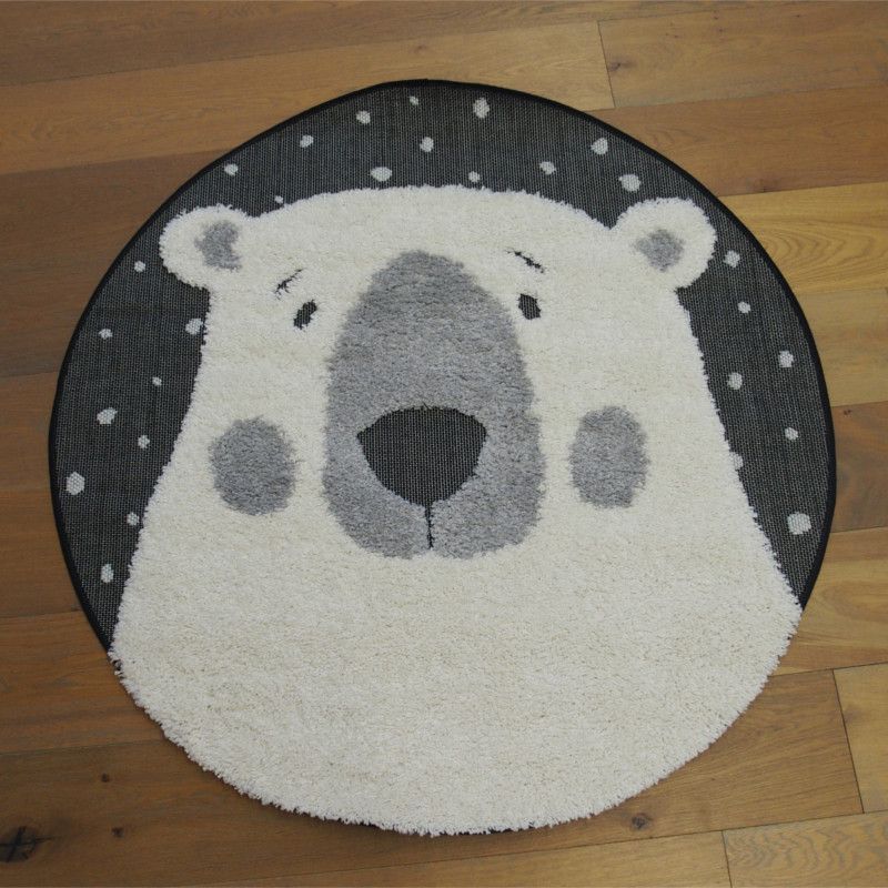 Tapis rond - diam 120cm - Enfant écru et noir RICHIE par Balta