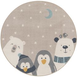Tapis rond - diam 120cm - Enfant beige et gris RICHIE par Balta