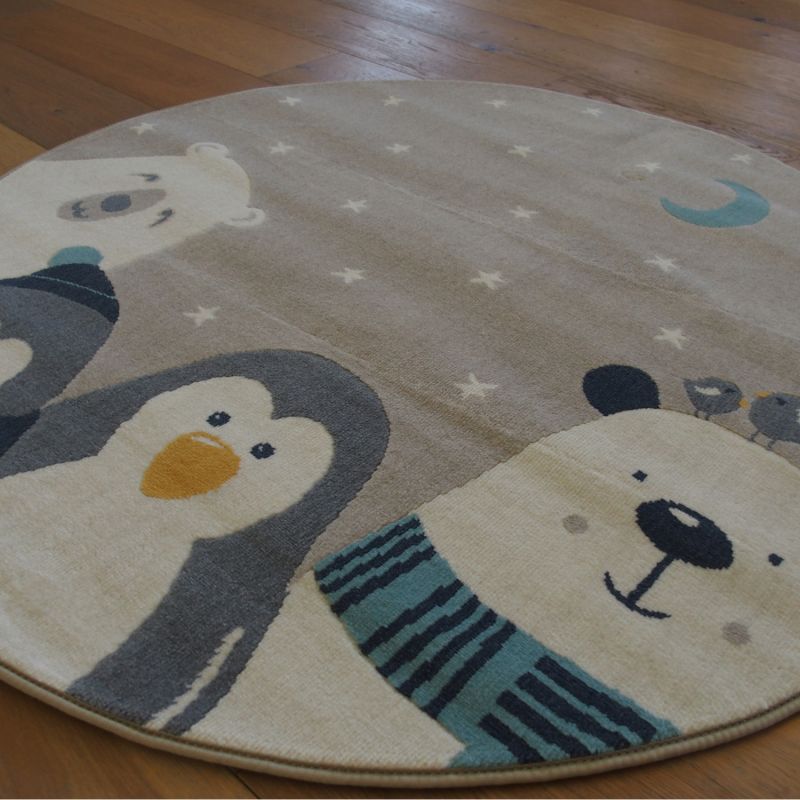 Tapis rond - diam 120cm - Enfant beige et gris RICHIE par Balta