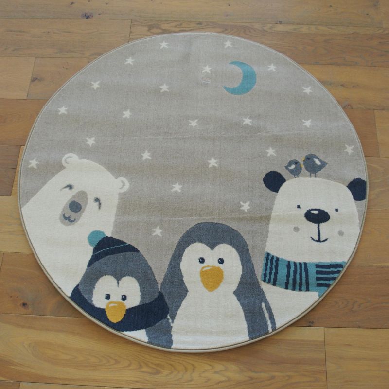 Tapis rond - diam 120cm - Enfant beige et gris RICHIE par Balta