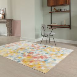 Tapis de salon - 135x200cm - Contemporain bleu et jaune BLOOM par Osta