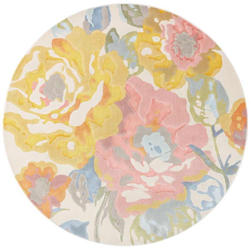 Tapis rond - diam 160cm - Classique bleu et jaune BLOOM par Osta