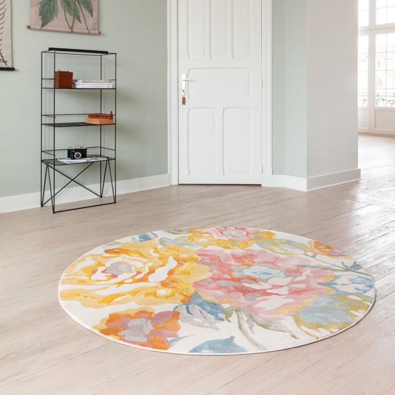 Tapis rond - diam 160cm - Classique bleu et jaune BLOOM par Osta