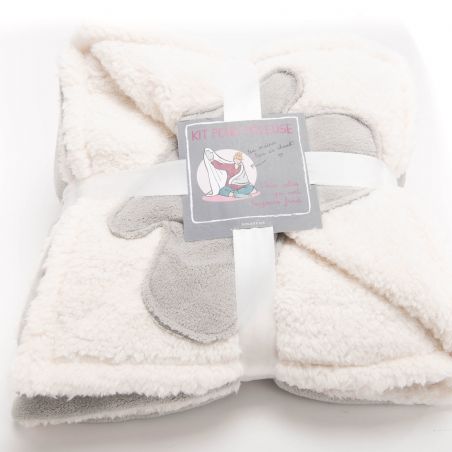Plaid uni gris perle - 130x170cm - KIT POUR FRILEUSE par Amadeus