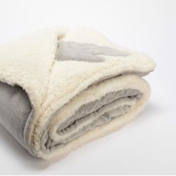 Plaid uni gris perle - 130x170cm - KIT POUR FRILEUSE par Amadeus