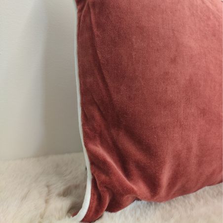 Coussin ethnique terre de sienne et écru - 30x70cm - VELOURS GRAIN par Amadeus