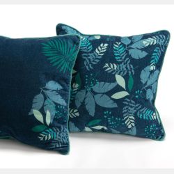 Coussin végétal bleu nuit et vert - 50x50cm - PAMPILLE par Amadeus