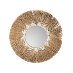 Miroir ethnique naturel et beige - diamètre 75cm - ZANZIBAR par Amadeus