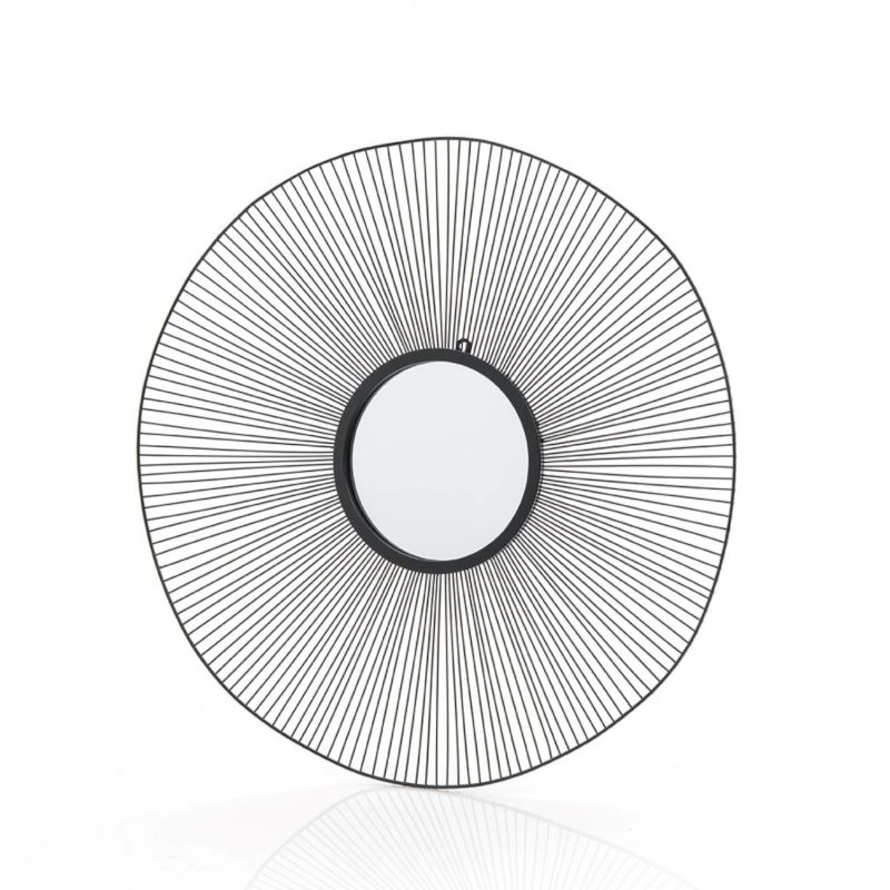 Miroir art déco noir - diamètre 60cm - GENEVA par Amadeus