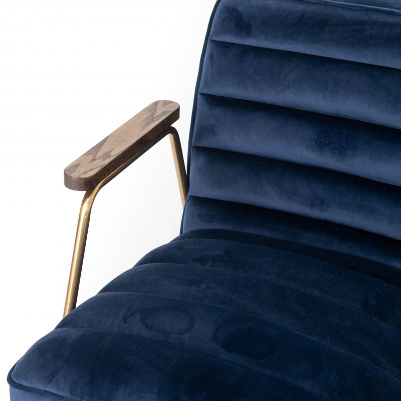 Fauteuil art déco bleu nuit et doré vieilli - 73x60x76cm - HUTCH par Amadeus