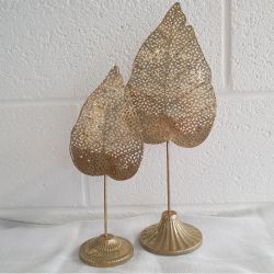 Photophores végétal doré - 38x28cm- Set de 2 - FEUILLE par Amadeus