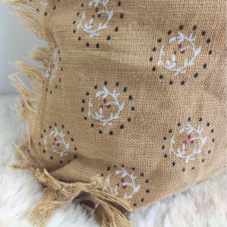 Coussin classique ocre et écru - 45x45cm - EMMA par Amadeus