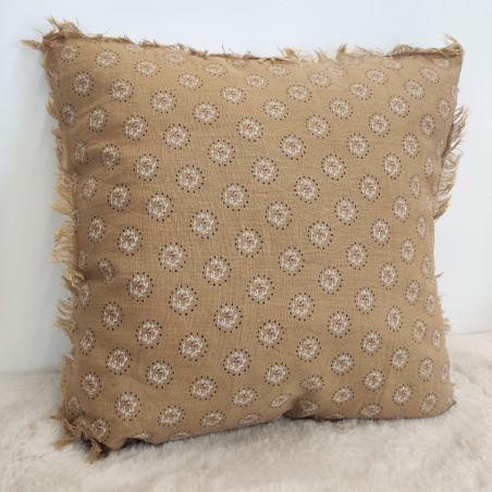 Coussin classique ocre et écru - 45x45cm - EMMA par Amadeus