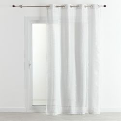 Prêt-à-Poser voilage - 140cmx240cm - rayure fine blanc et gris argenté VEGAS par Dechelette
