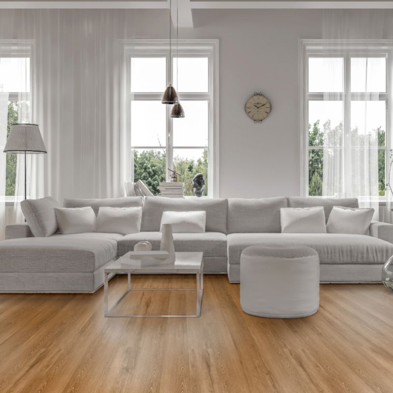 Sol Vinyle/PVC - Lame clipsable - parquet chêne naturel NATURAL OAK PLAIN - Rigicore click 5.5 par Contesse
