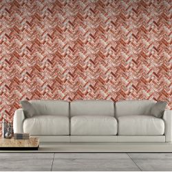 Papier peint standard trompe l'œil rouge et gris béton BRICKS - Imprim'Luxe par Ugepa - M32518