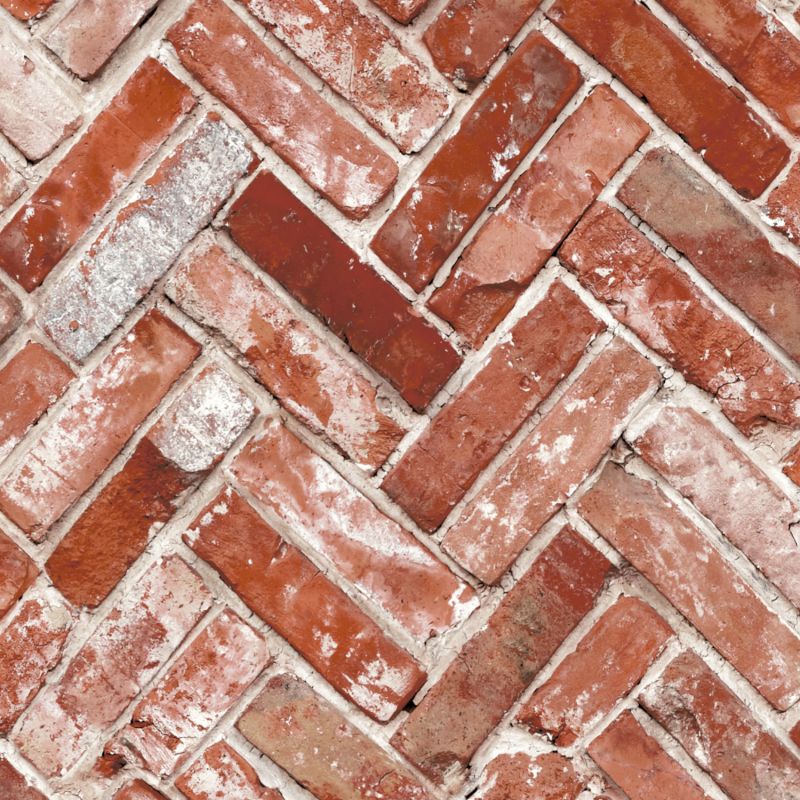 Papier peint standard trompe l'œil rouge et gris béton BRICKS - Imprim'Luxe par Ugepa - M32518