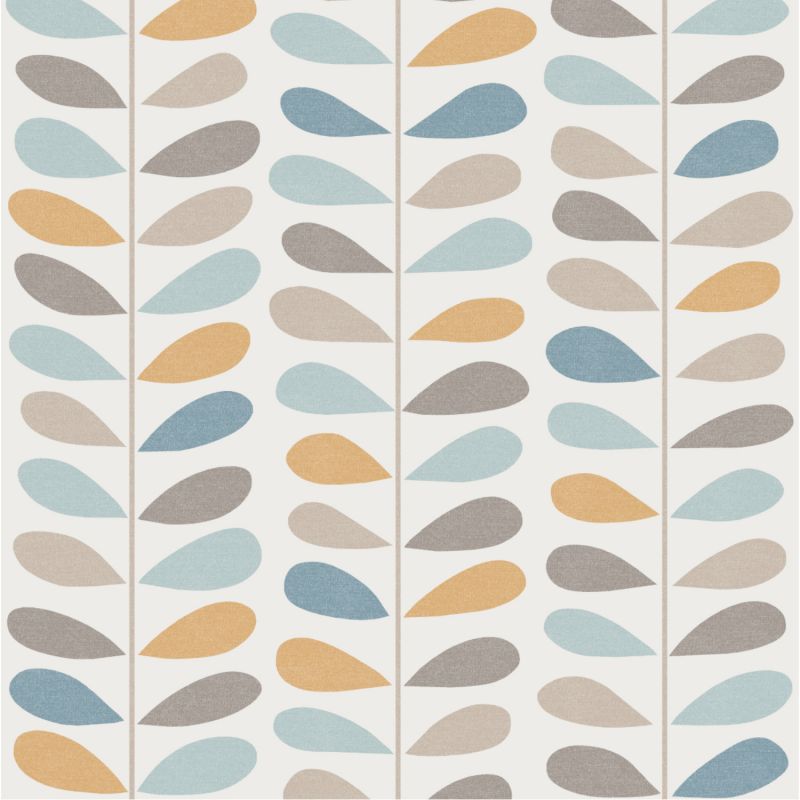 Papier peint vinyle sur intissé graphique gris ecu et bleu ciel LEAF - Imprim'Luxe par Ugepa - A10902